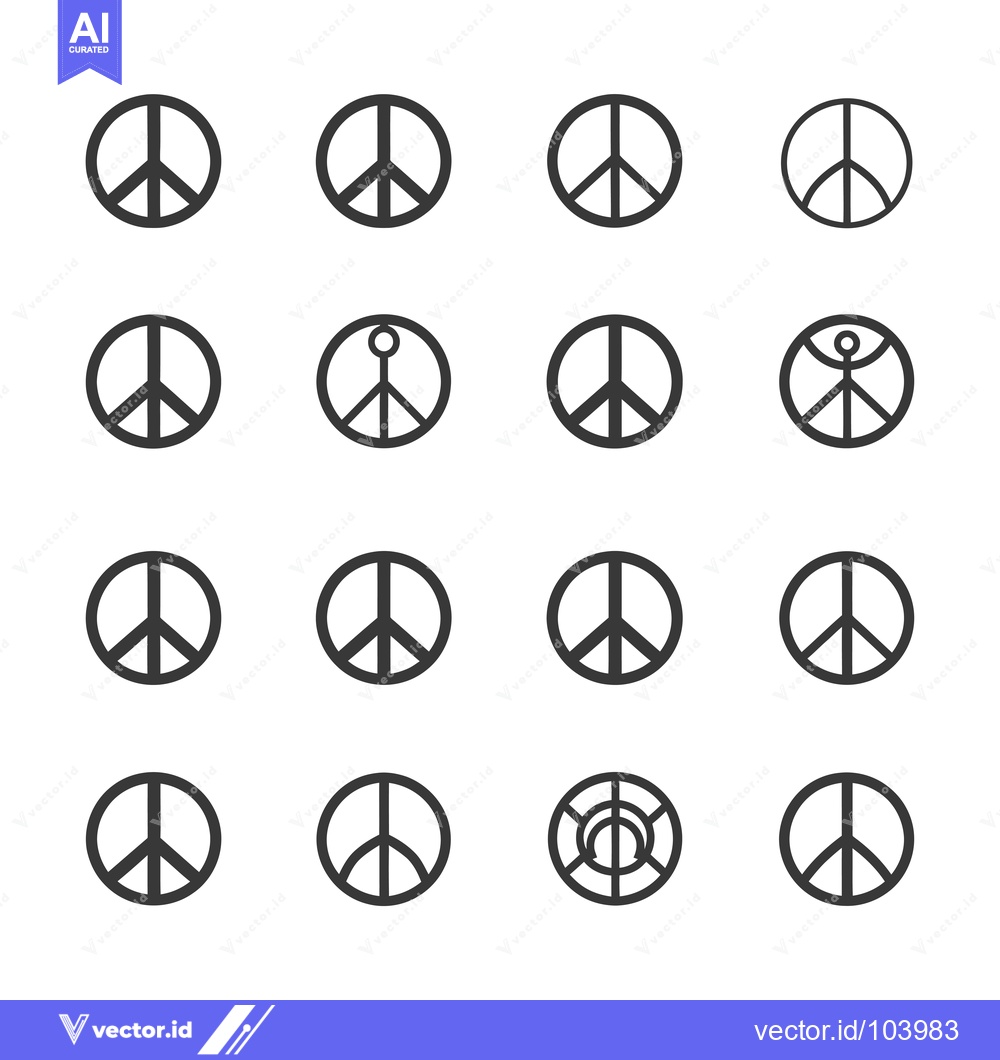 Premium Vector dari Sixteen Variations of the Peace Sign with Human Figure, Circle, and Li