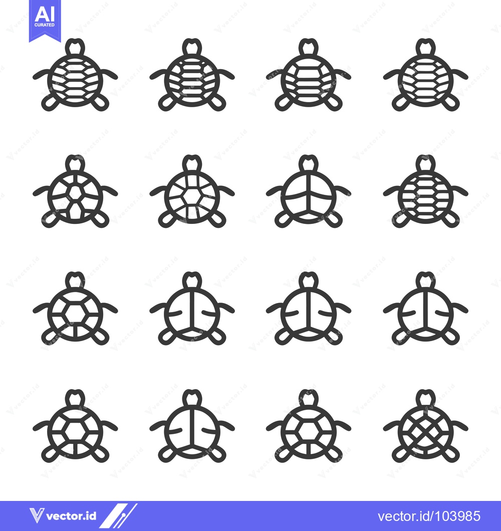 Premium Vector of Sixteen Variations of Turtle Shell Patterns in Outline Form