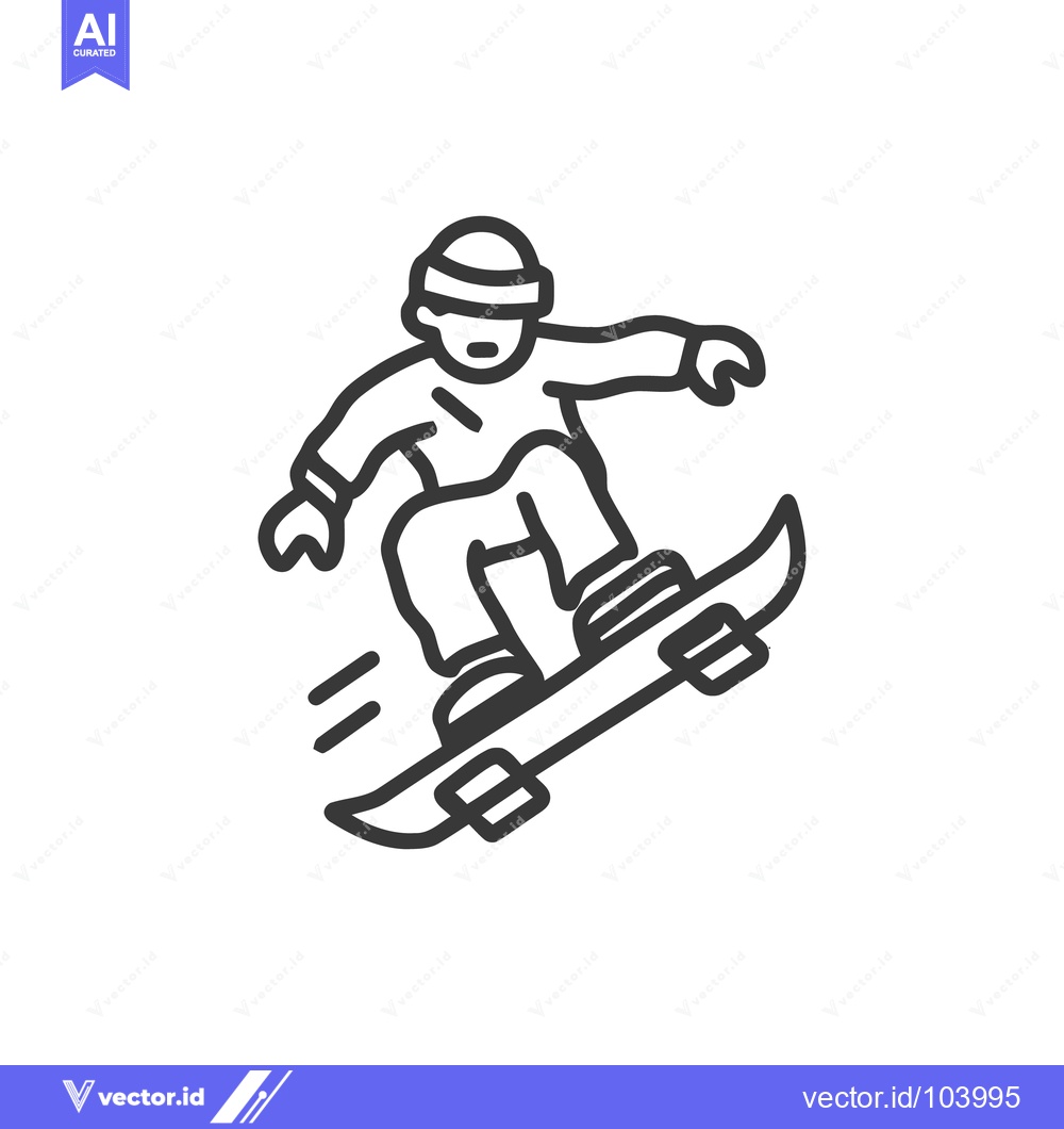 Premium Vector of Minimalist Snowboarder Icon: Line Art of Winter Sport Activity