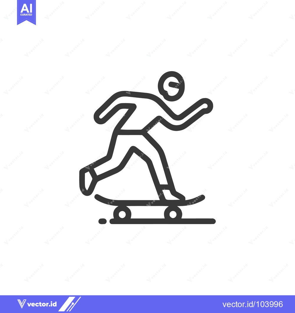 Premium Vector dari Minimalist Skateboarder Icon: Dynamic Line Art on White