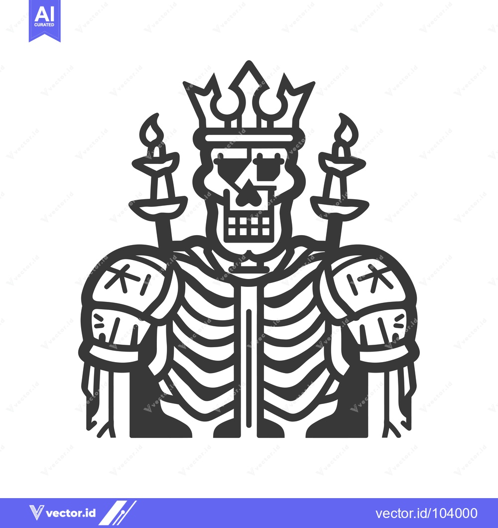 Premium Vector of Skeletal King With Crown and Candles