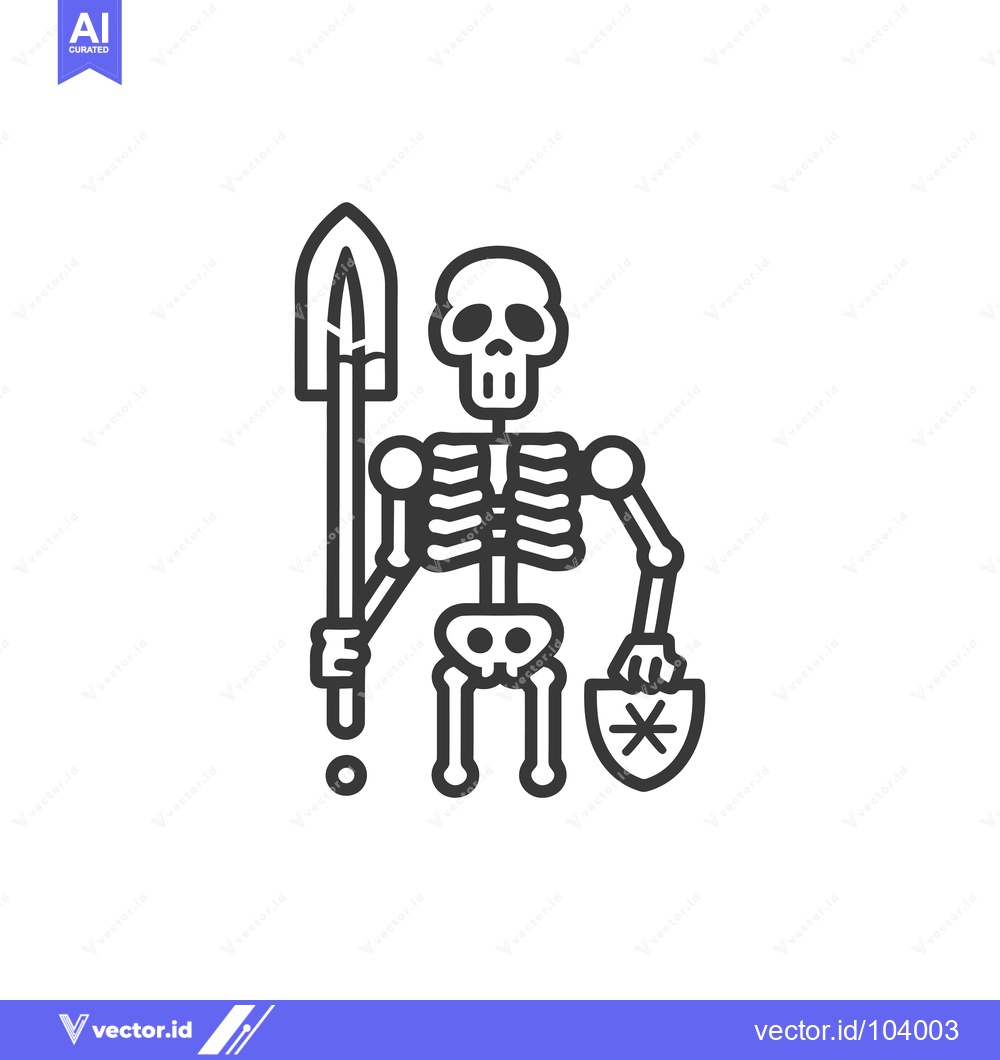 Premium Vector dari Skeleton Holding a Sword and Shield
