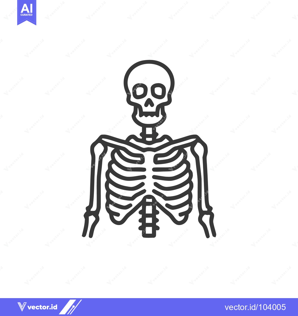 Premium Vector dari Minimalist Human Skeleton Outline: Anatomical Icon on White Background