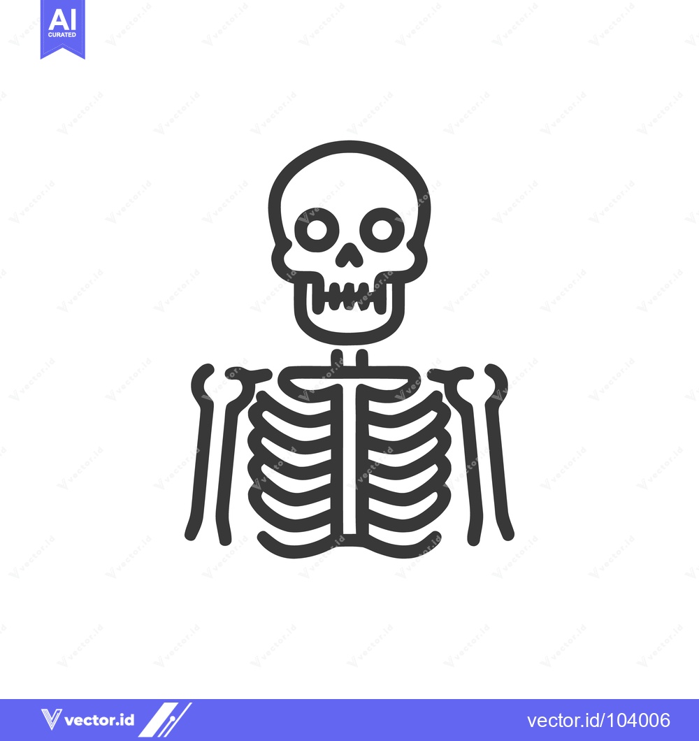 Premium Vector of Minimalist Skeleton Icon: Anatomical Outline Illustration on White Bac