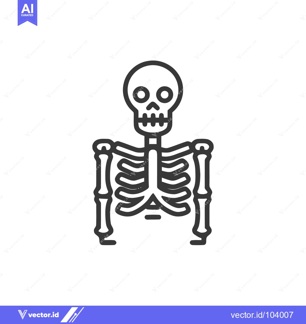 Premium Vector dari Minimalist Skeleton Icon: Bold Outline, Anatomical Design, White Backg