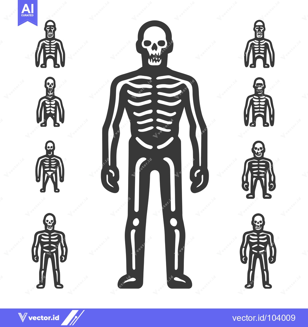 Premium Vector of Skeleton Illustration of a Human Figure with a Skull Face