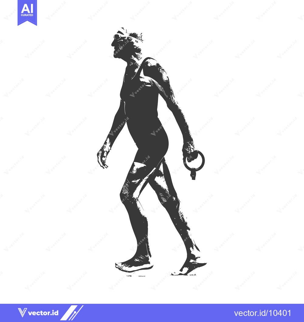 Premium Vector dari A Black and White Illustration of a Woman Walking with a Ring in Her H