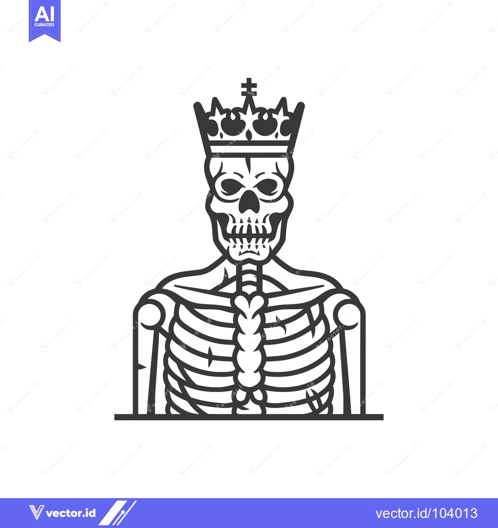 Premium Vector of Skeleton King with a Crown on its Head