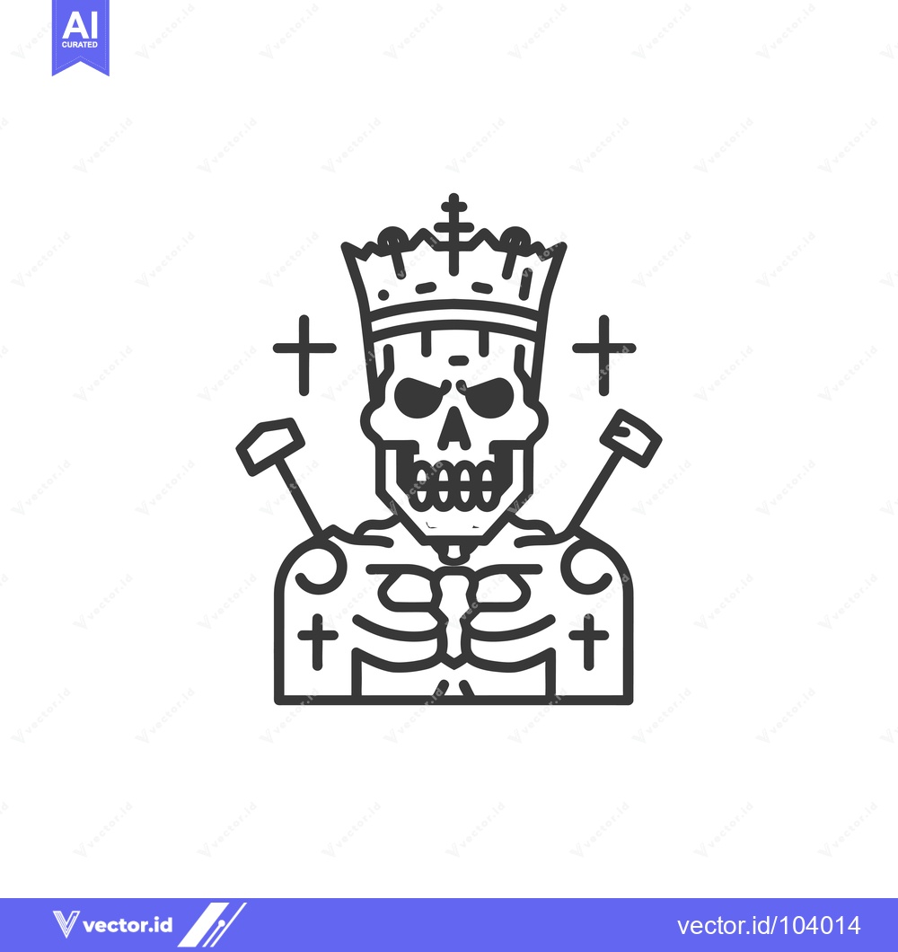Premium Vector dari Skeleton King with Crown and Crosses