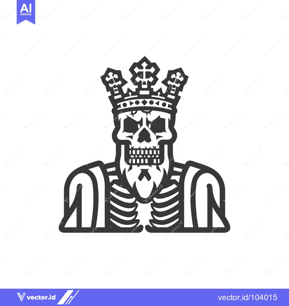 Premium Vector of Skeleton King with Crown and Rib Cage