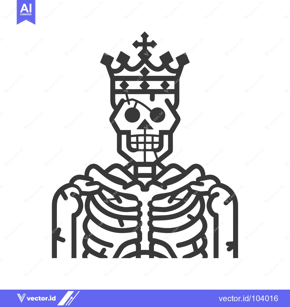 Premium Vector dari Skeleton King with Crown and Ribcage
