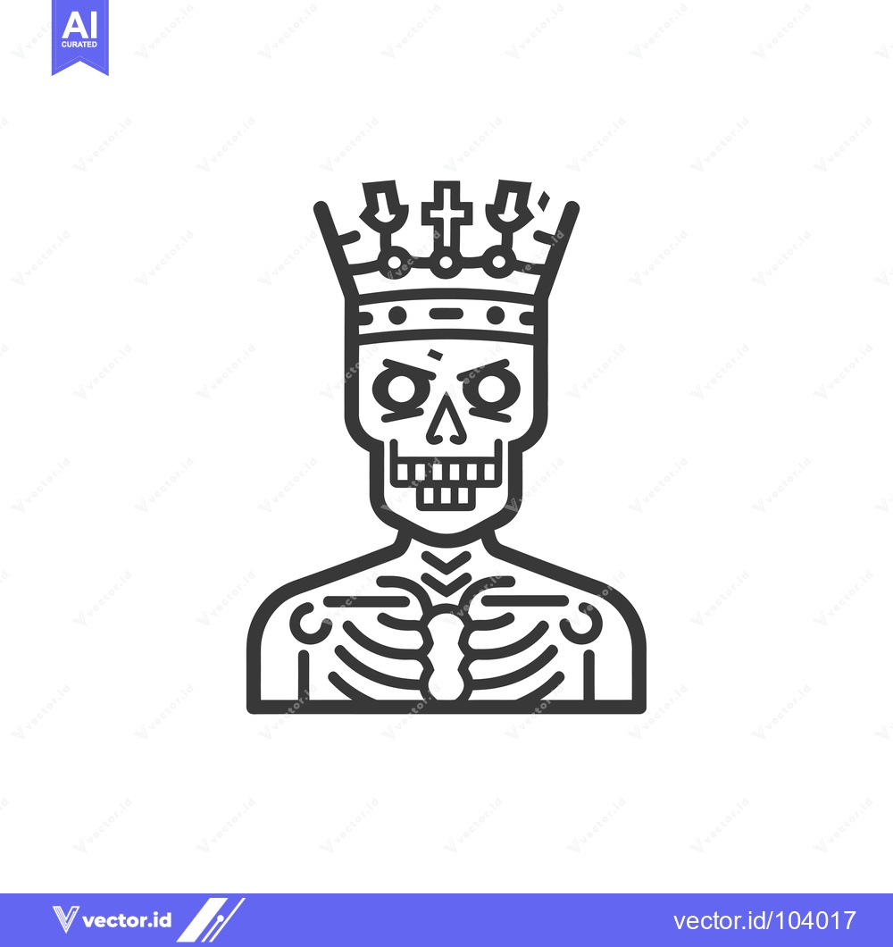 Premium Vector dari Skeleton King with Crown and Ribs Showing