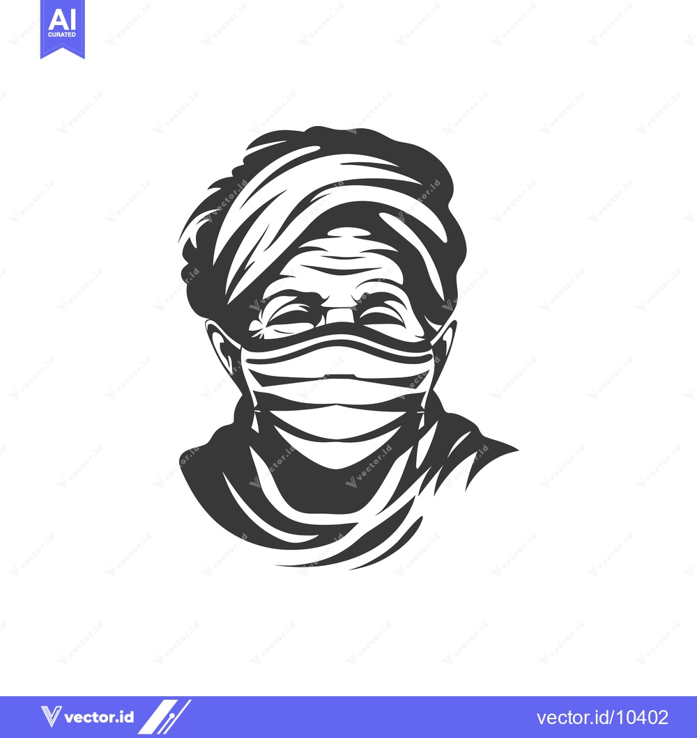 Premium Vector of A black and white illustration of a woman wearing a face mask