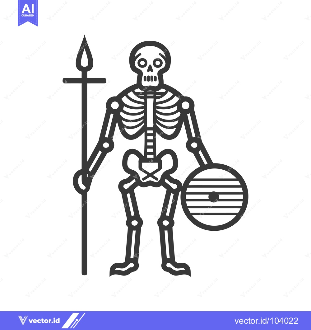 Premium Vector dari Skeleton warrior holding a spear and shield
