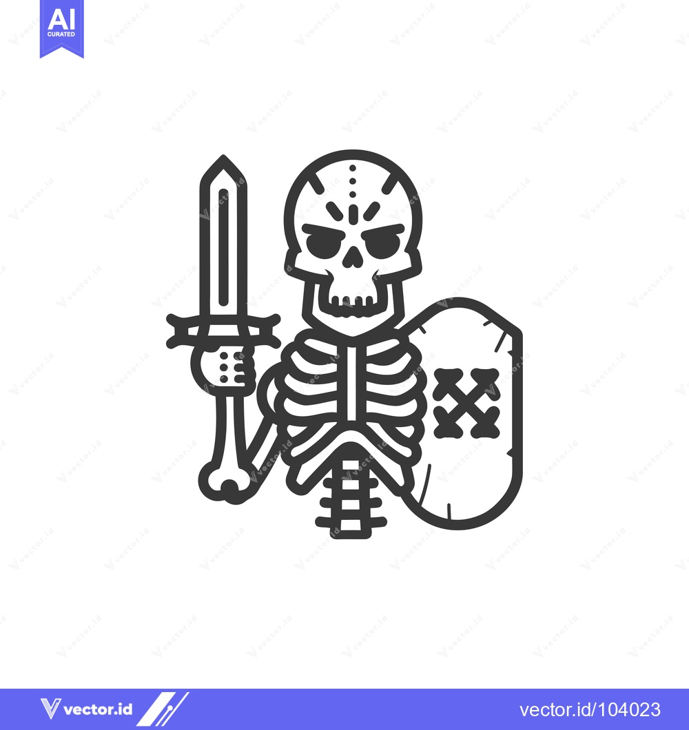 Premium Vector dari Skeleton Warrior Holding a Sword and Shield