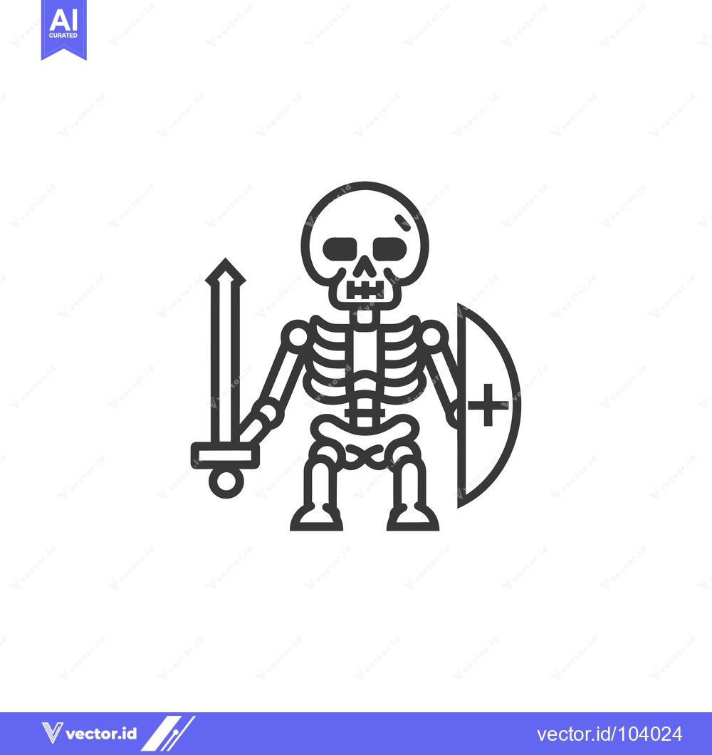 Premium Vector dari Skeleton Warrior Holding a Sword and Shield
