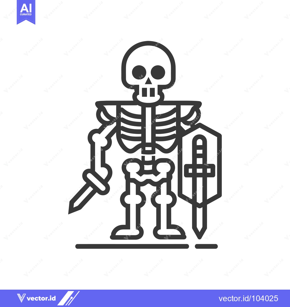 Premium Vector dari Skeleton Warrior Holding a Sword and Shield