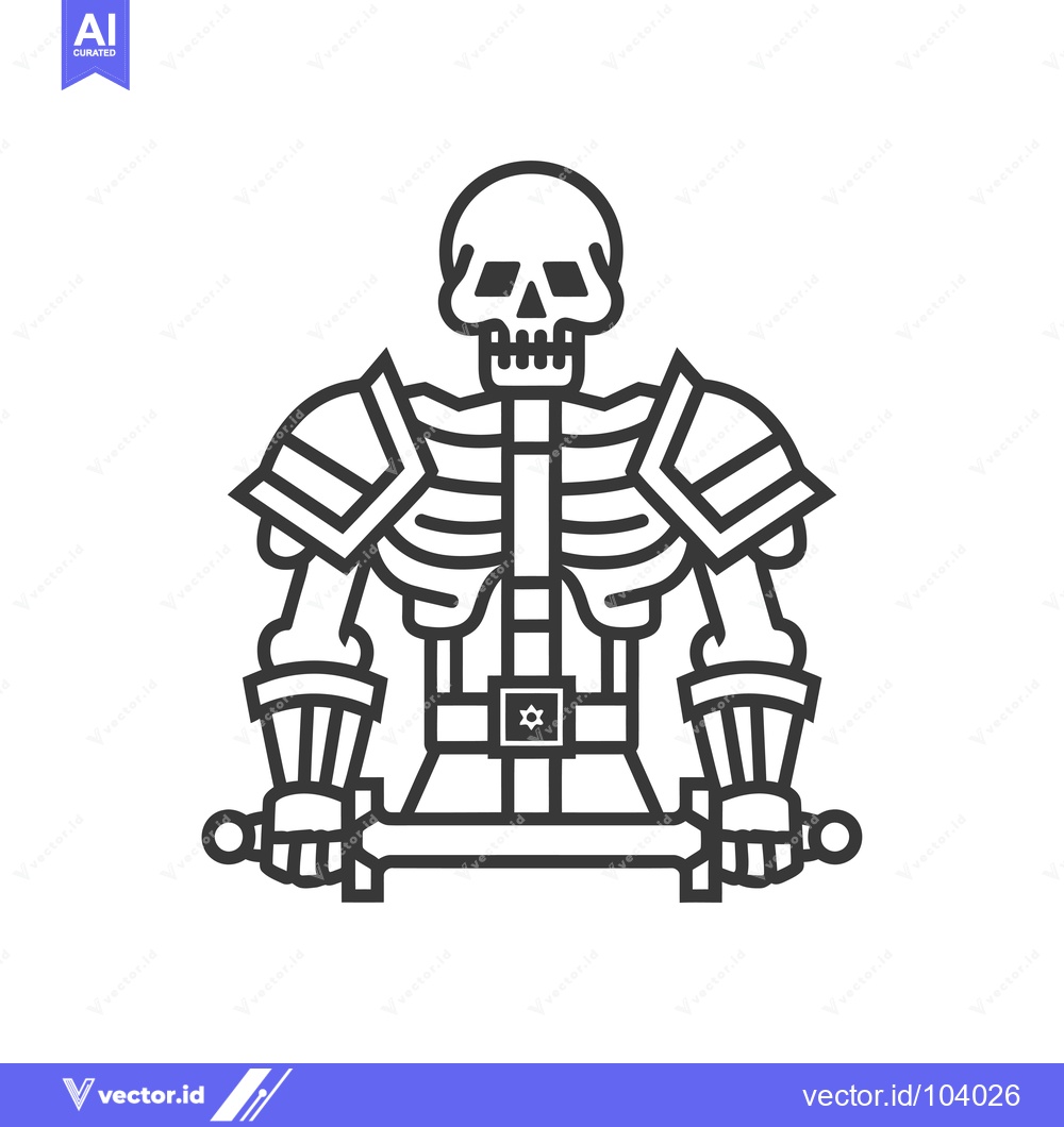 Premium Vector dari Skeleton Warrior Holding a Sword in Armor