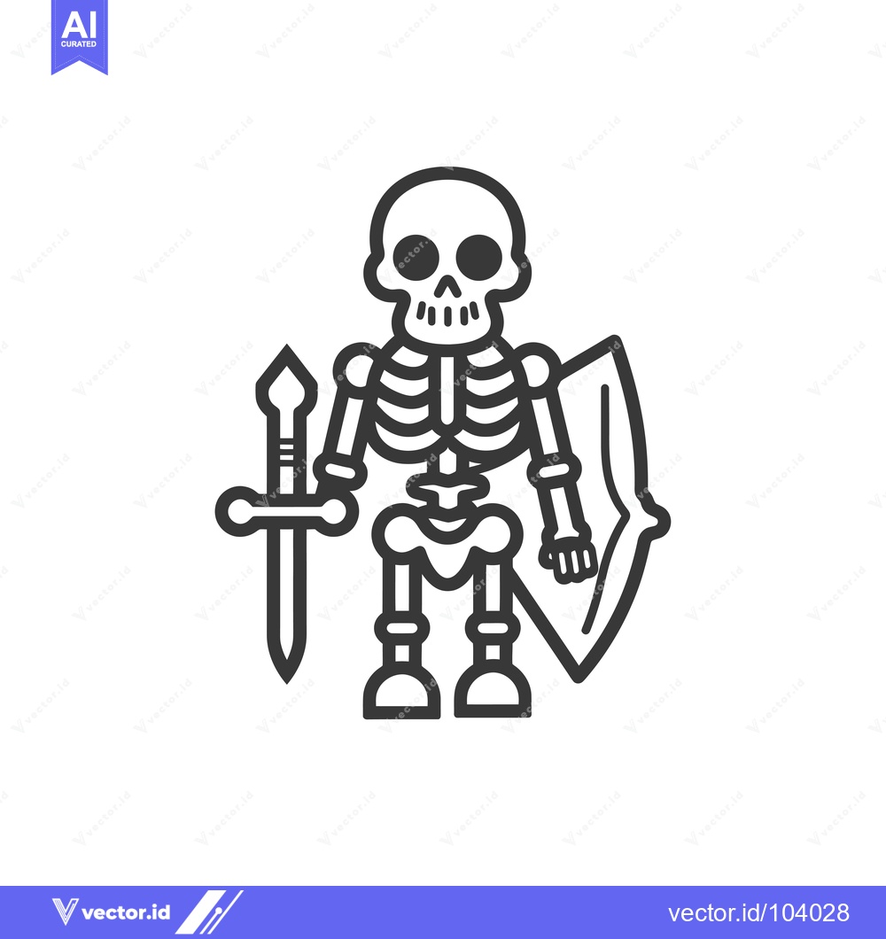 Premium Vector of Skeleton Warrior Holding Sword and Shield