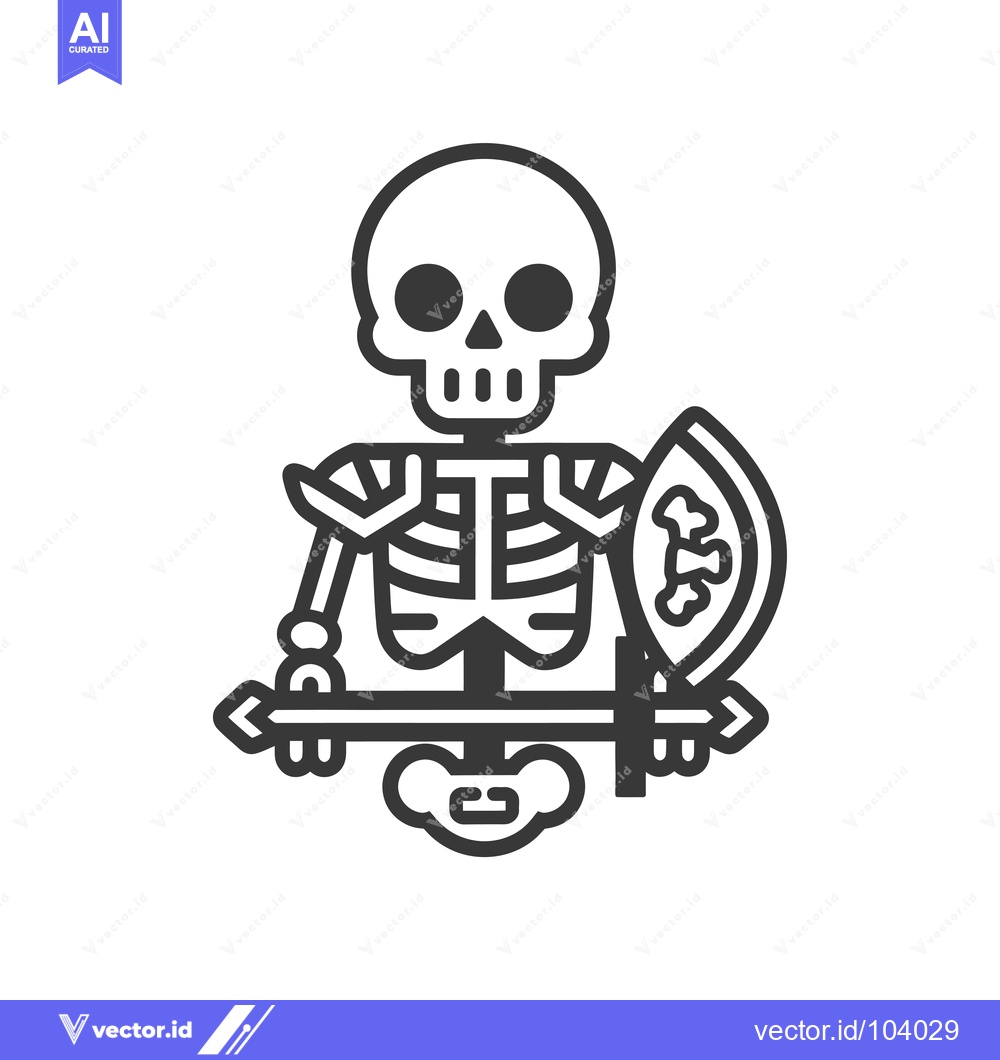 Premium Vector dari Skeleton Warrior Holding Sword and Shield