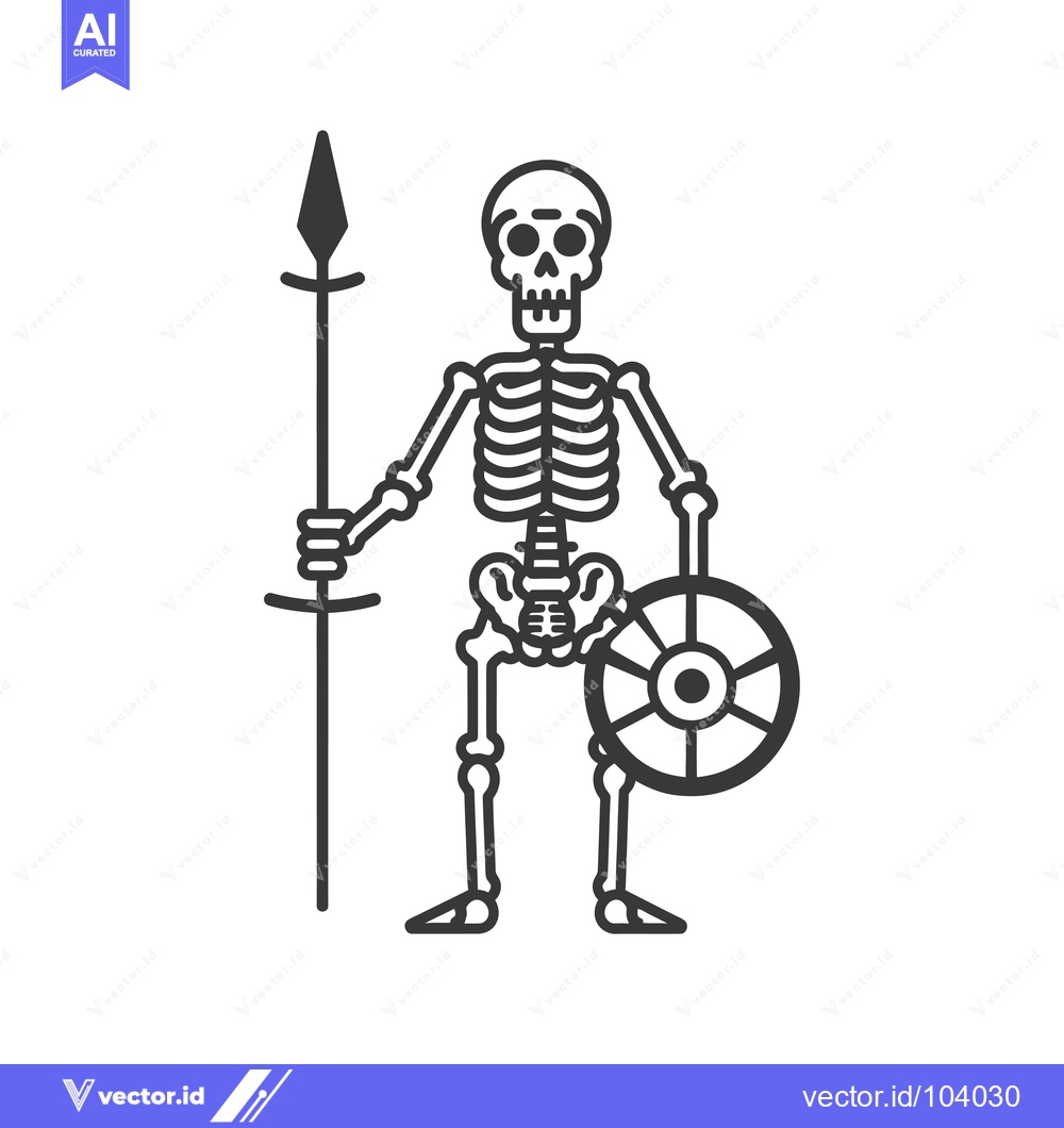 Premium Vector dari Skeleton Warrior with Spear and Shield