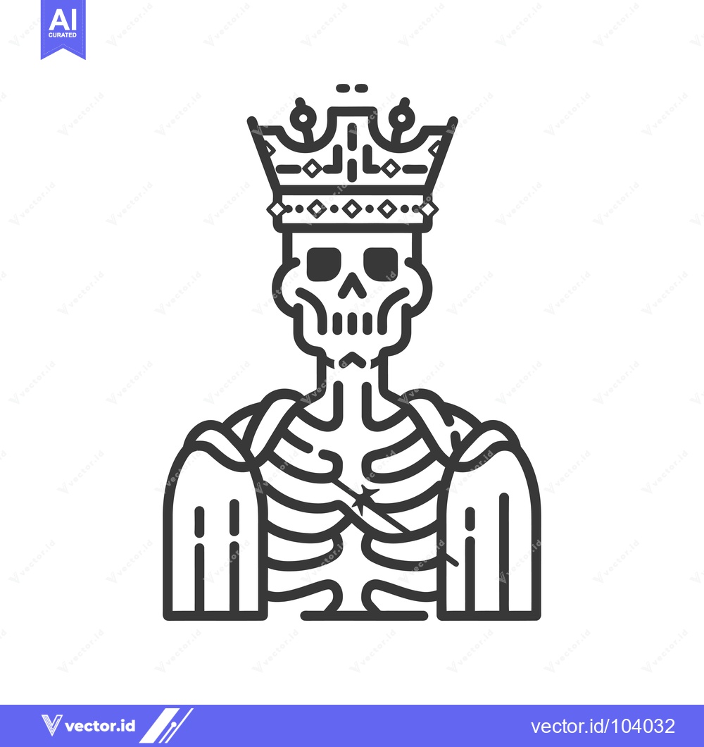 Premium Vector dari Skeleton wearing a crown and cape