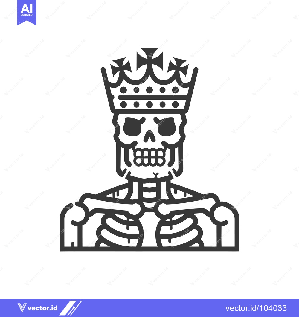 Premium Vector of Skeleton wearing a crown with crosses