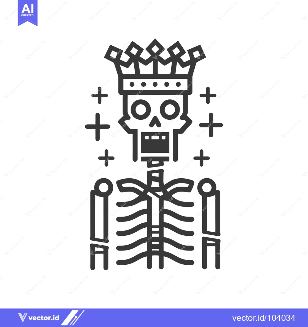 Premium Vector dari Skeleton Wearing A Crown With Plus Signs