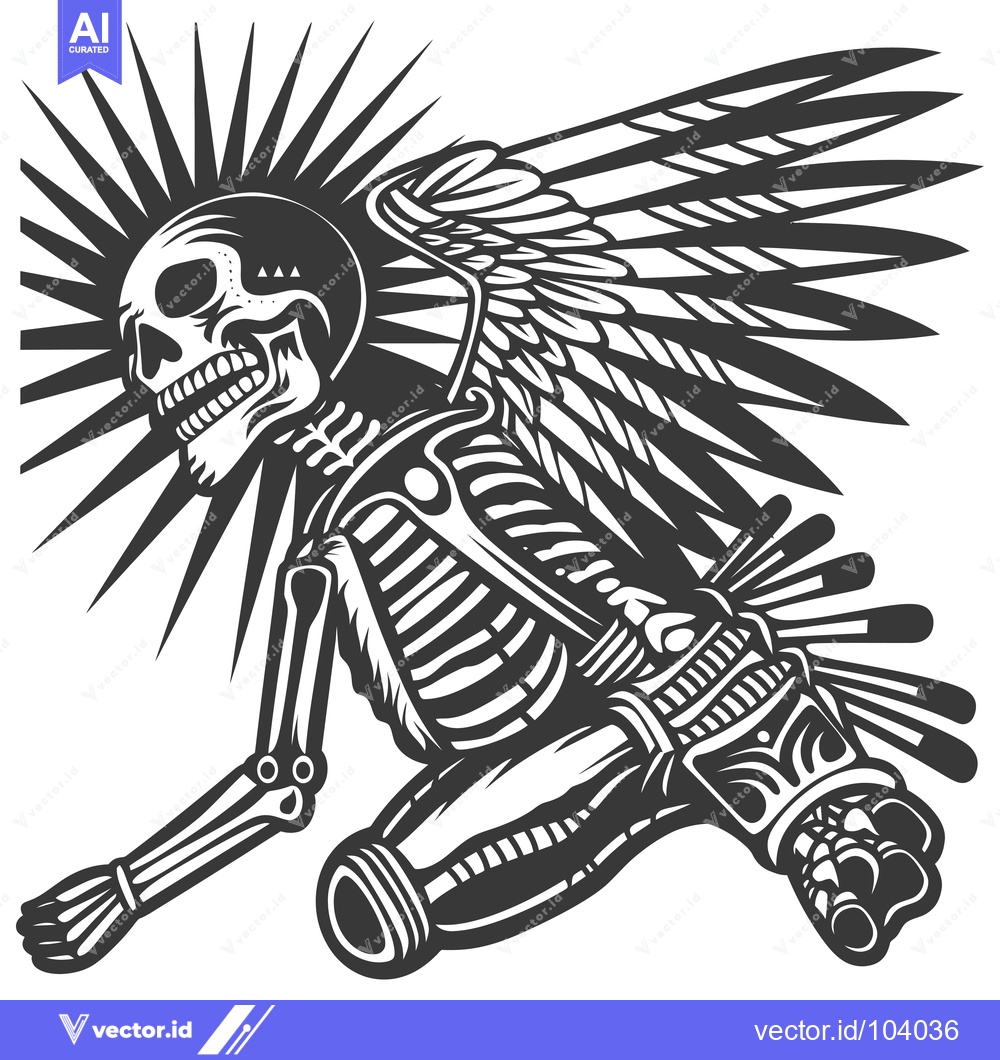 Premium Vector dari Skeleton with Wings and Spiky Hair
