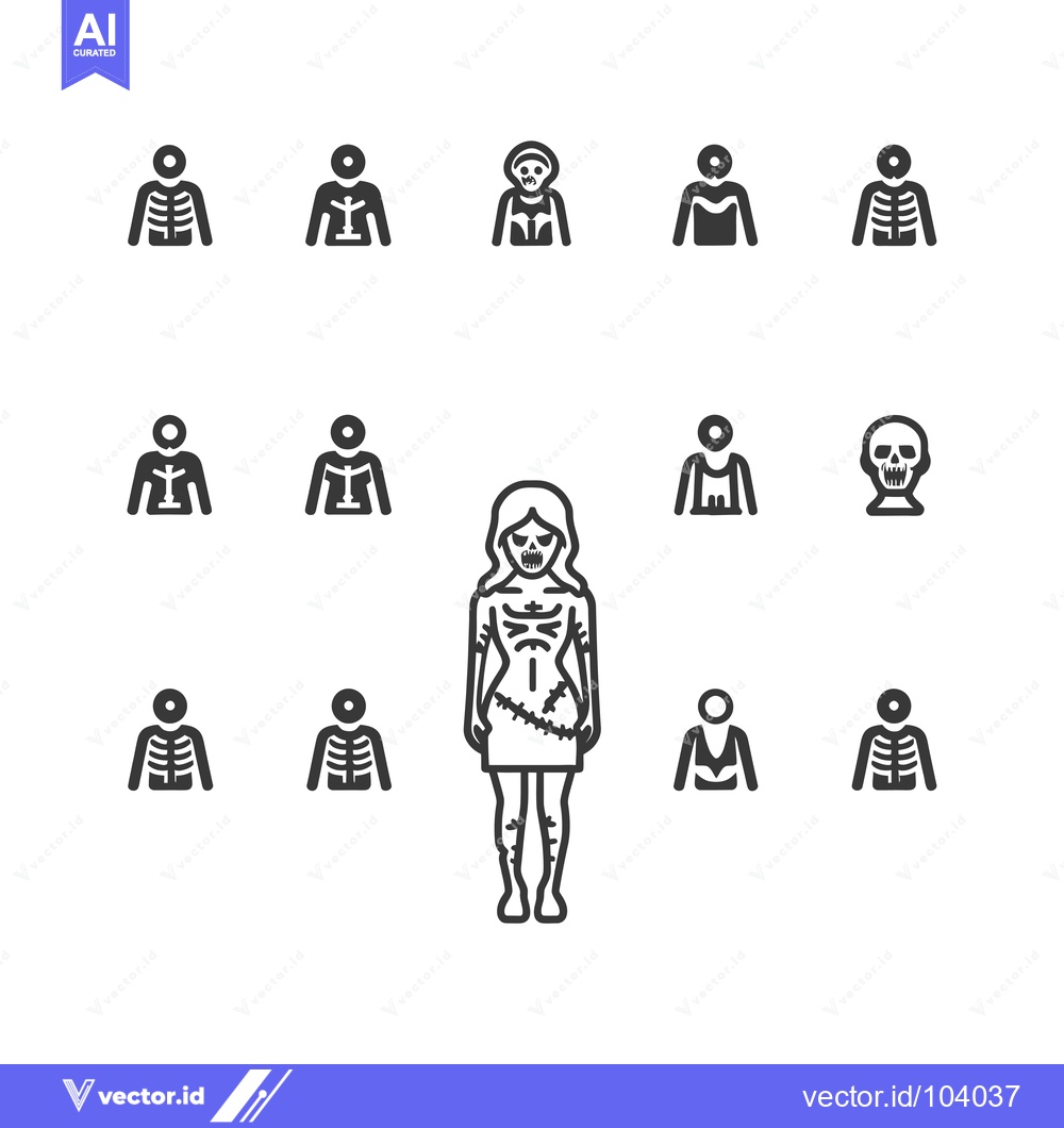 Premium Vector of Skeleton Woman with Visible Bones and Stitches