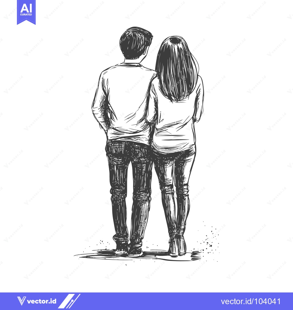 Premium Vector dari Sketch of a Couple Holding Hands from Behind