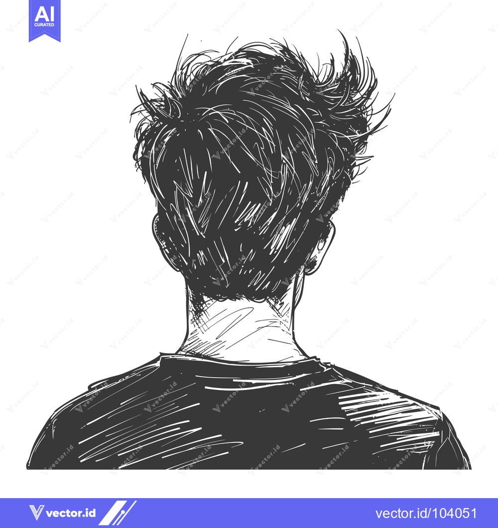 Premium Vector dari Sketch of a Person's Back with Messy Hair