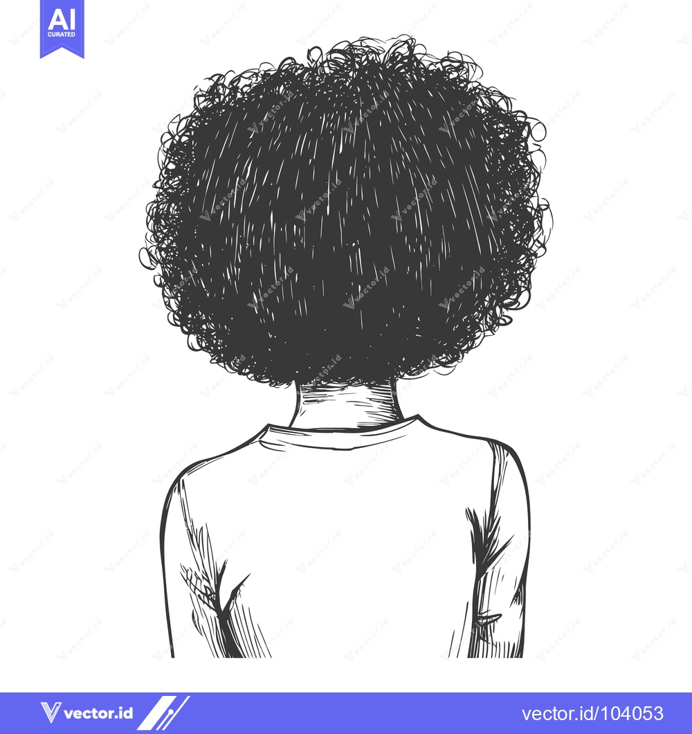 Premium Vector dari Sketch of a Person with Curly Hair from the Back