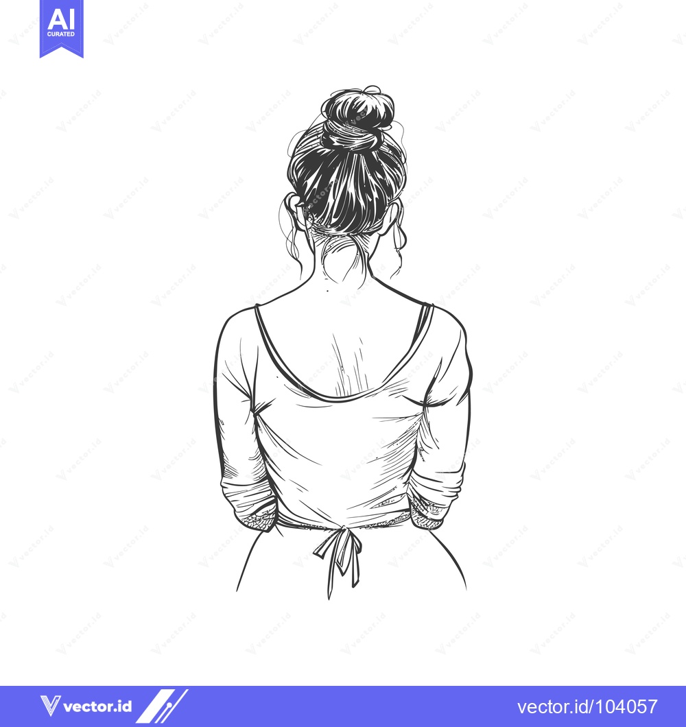 Premium Vector of Sketch of a Woman's Back with Hair in a Bun