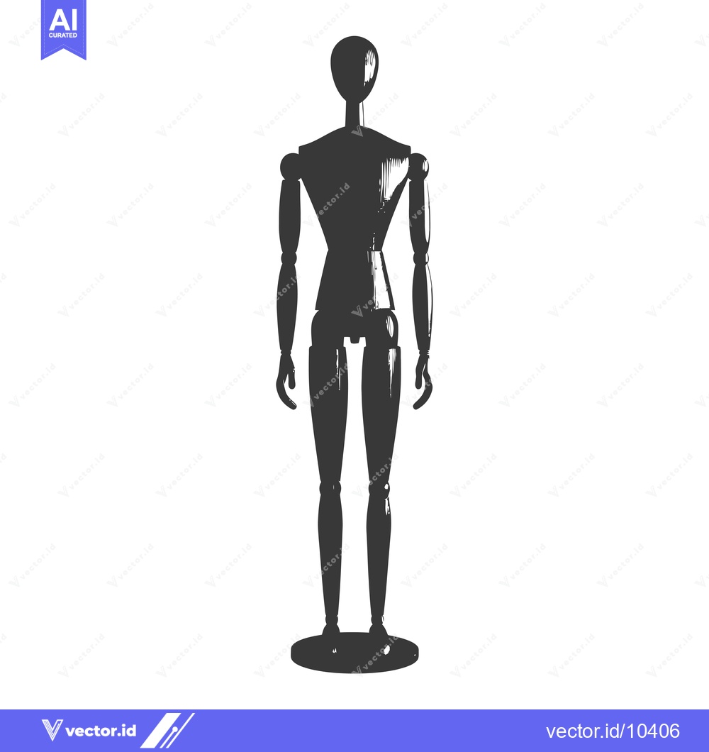 Premium Vector of A black and white illustration of a wooden mannequin