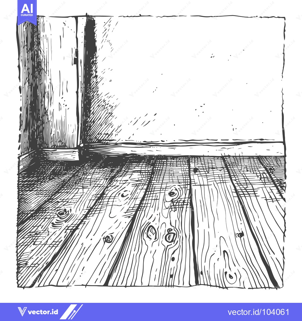 Premium Vector dari Sketch of a Wooden Floor and Wall Corner in a Room