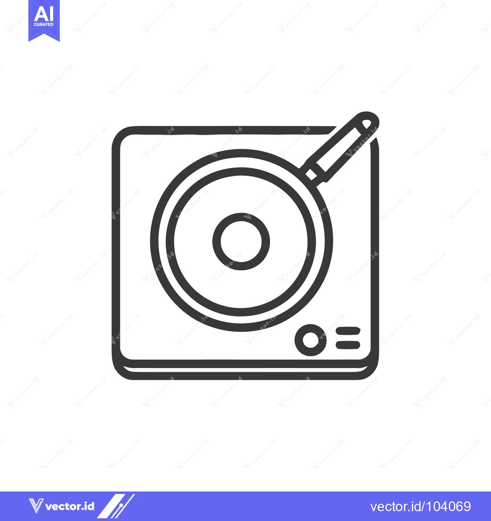 Premium Vector of Minimalist Turntable Icon: Modern Line Art Design on White Background