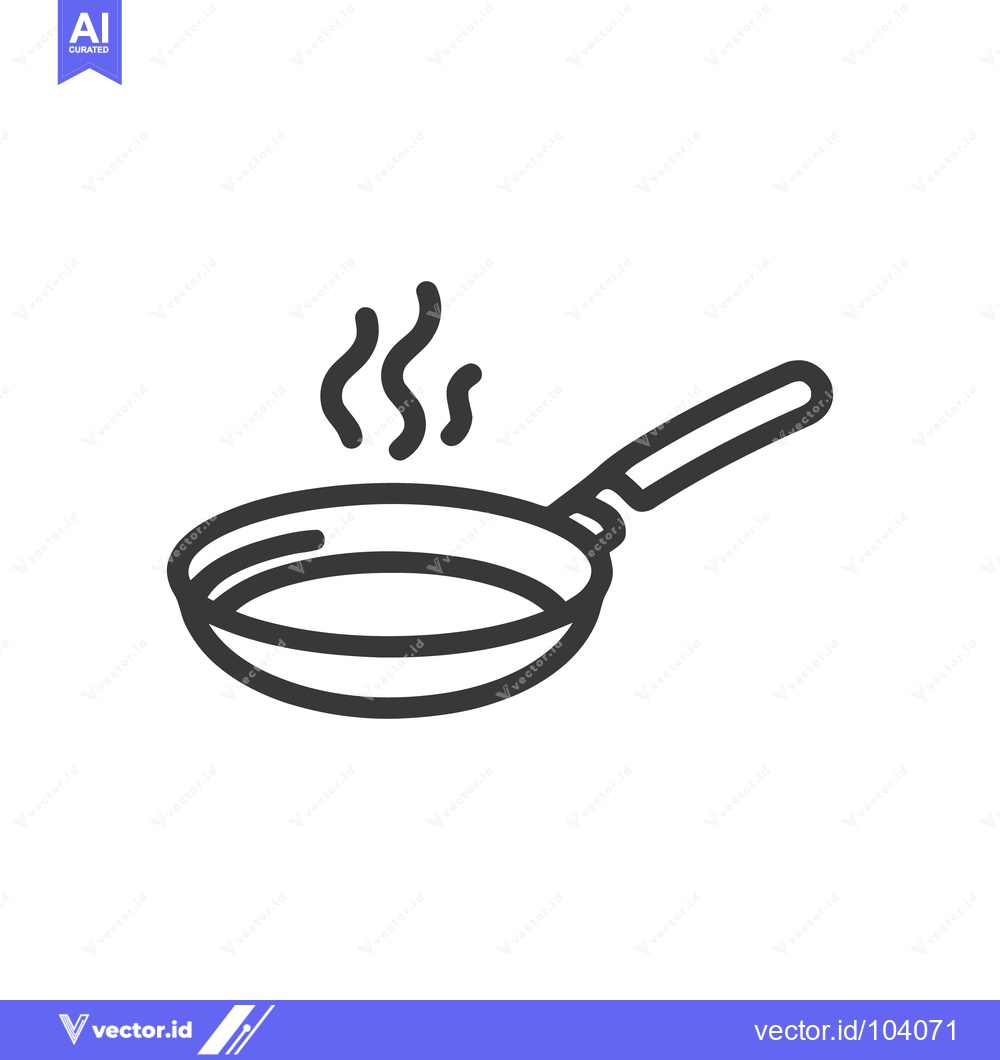 Premium Vector dari Minimalist Fry Pan Icon with Steam, Kitchenware Symbol, Cooking Utensi