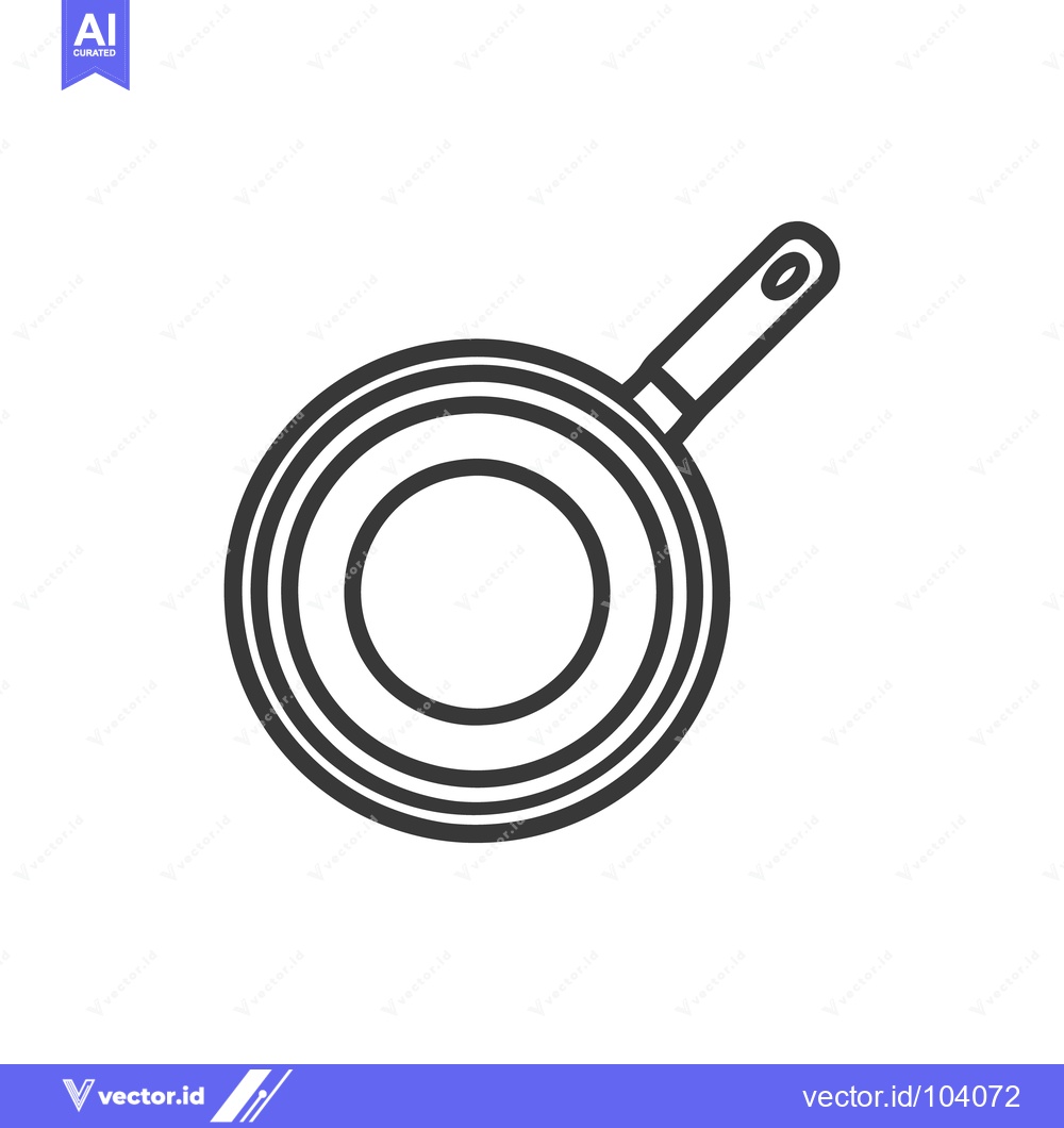 Premium Vector of Minimalist Frying Pan Icon: Clean Line Art for Culinary Design