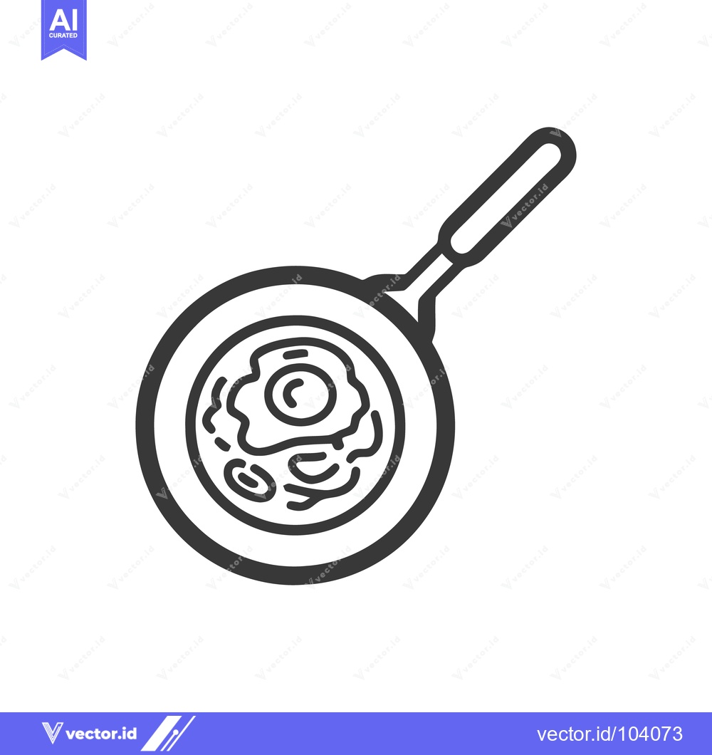 Premium Vector dari Sunny-Side Up Egg in Pan, Minimalist Black and White Line Art