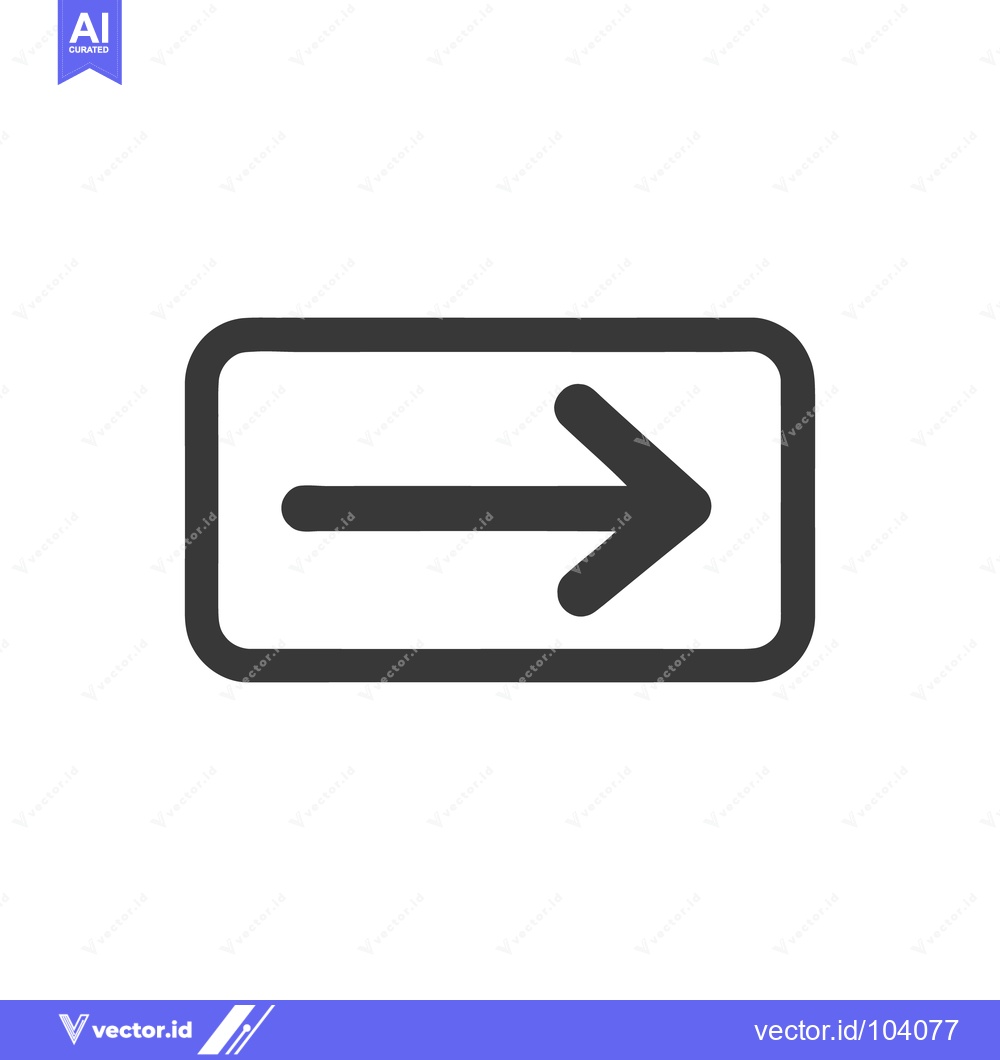 Premium Vector dari Simple Right Arrow in Rounded Rectangle, Black Outline on White Backgr