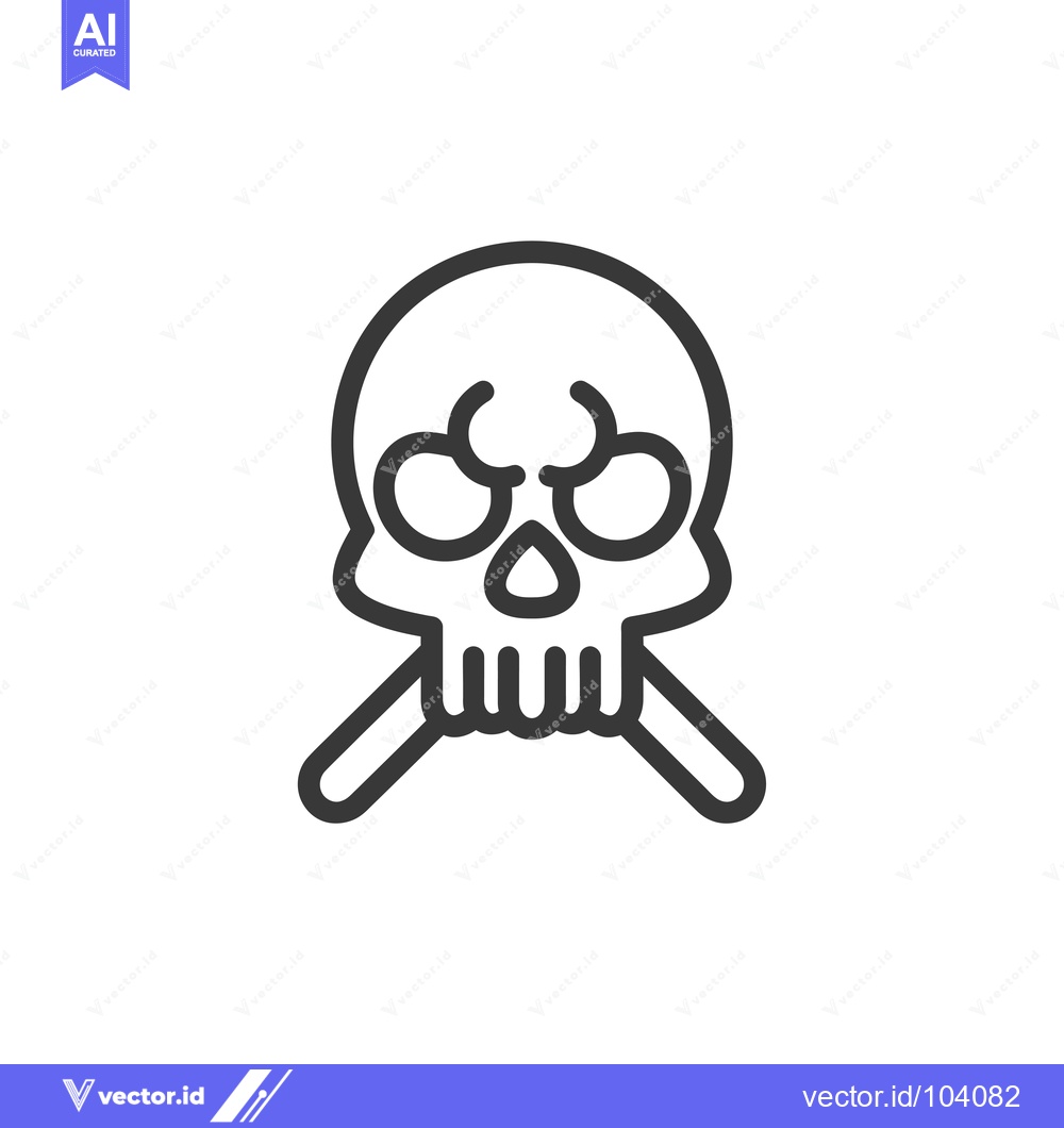 Premium Vector dari Skull and Crossbones Line Icon