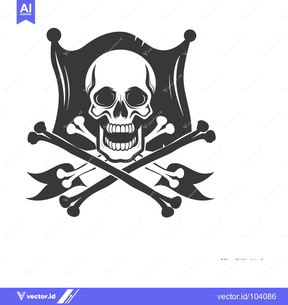 Premium Vector of Skull and Crossbones with a Black Flag
