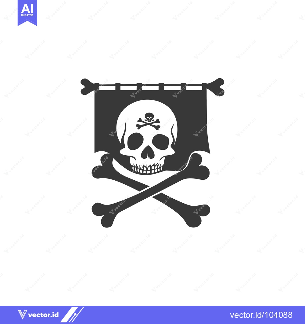 Premium Vector dari Skull and Crossbones with Banner and Bones