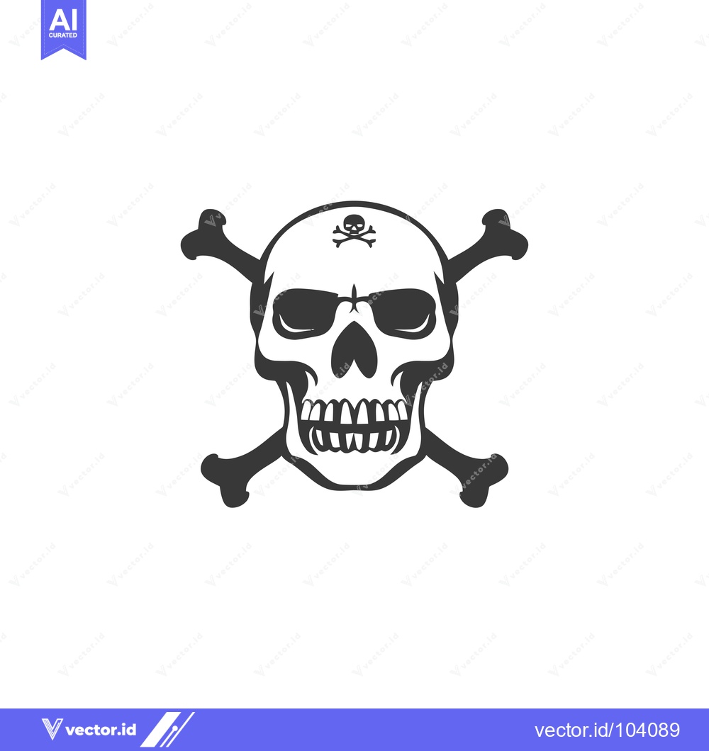 Premium Vector of Skull and Crossbones with Forehead Skull and Crossbones