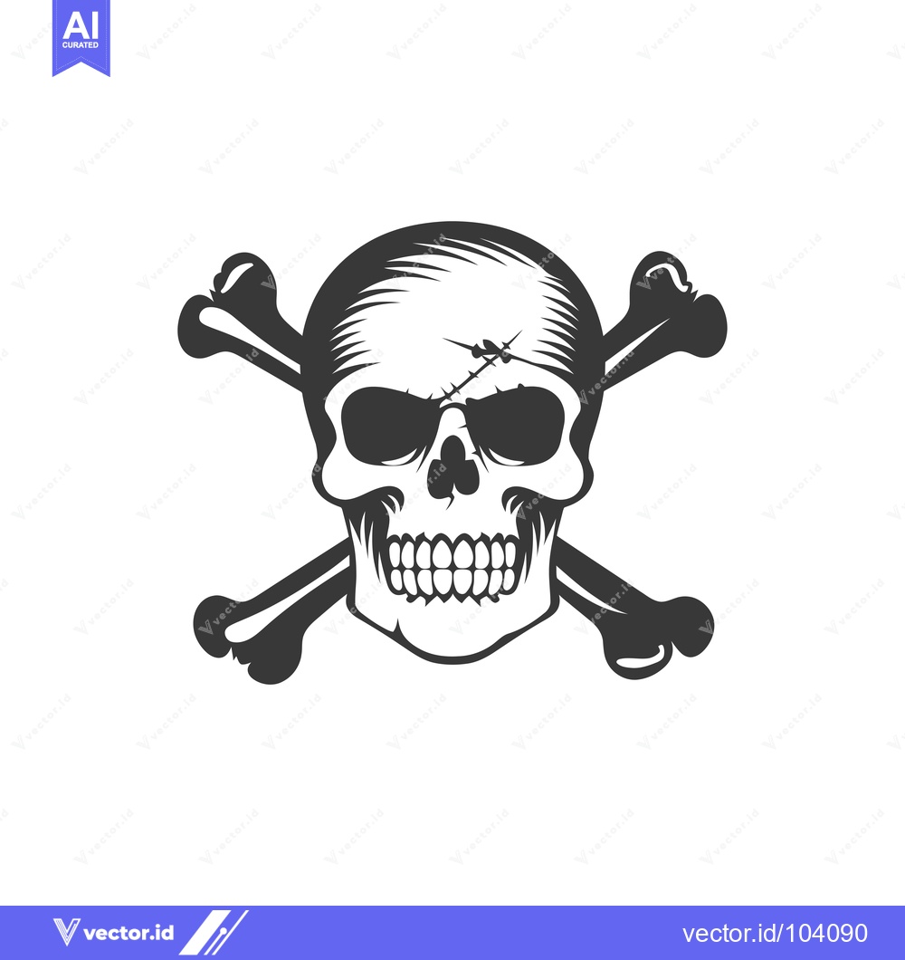 Premium Vector of Skull and Crossbones with Stitched Scar