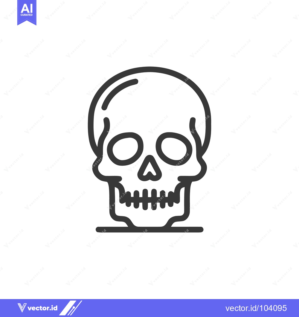 Premium Vector of Minimalist Skull Icon: Bold Line Art on White Background
