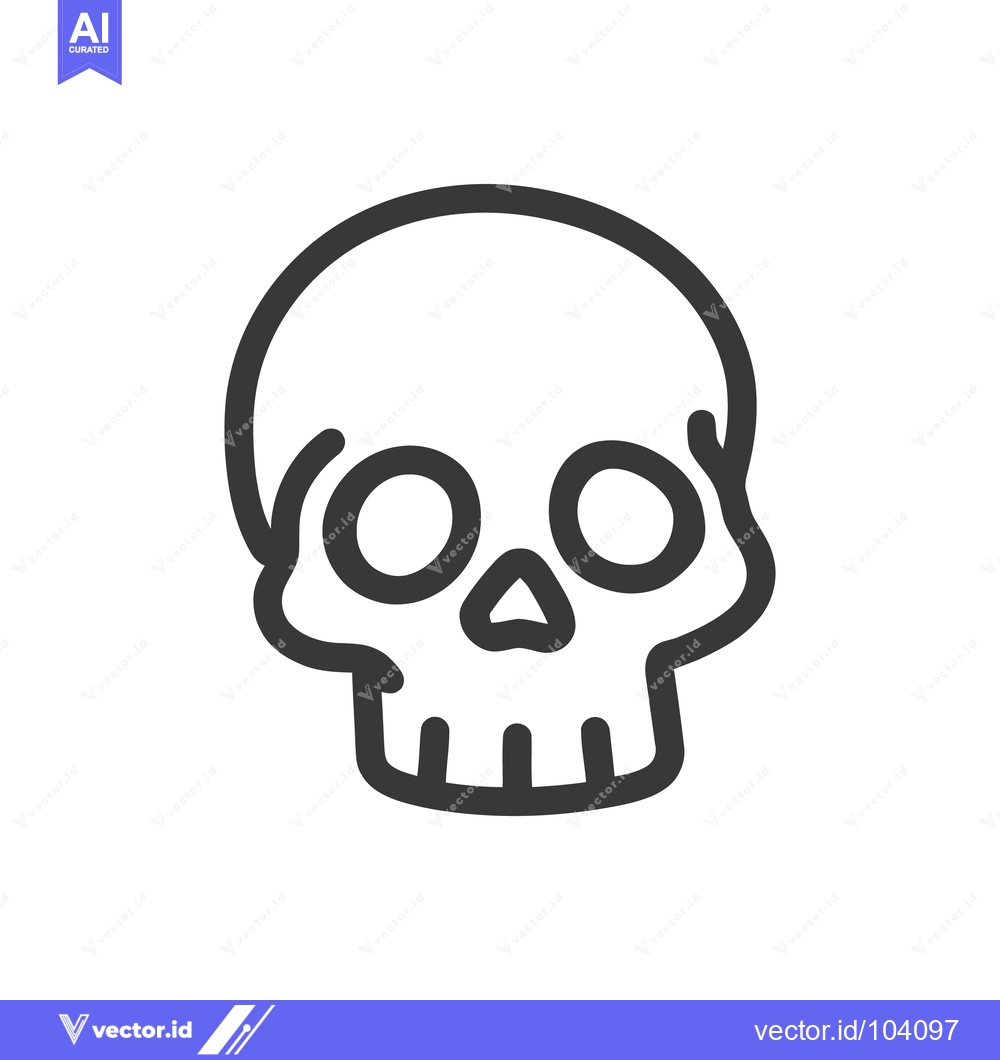 Premium Vector dari Minimalist Skull Icon: Bold Outline, Death Symbolism, Vector Illustrat