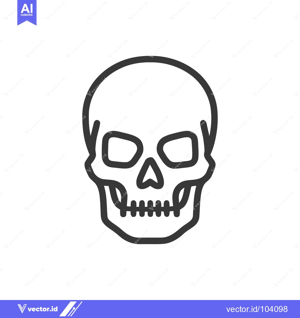 Premium Vector of Minimalist Skull Icon: Bold Outline on White Background
