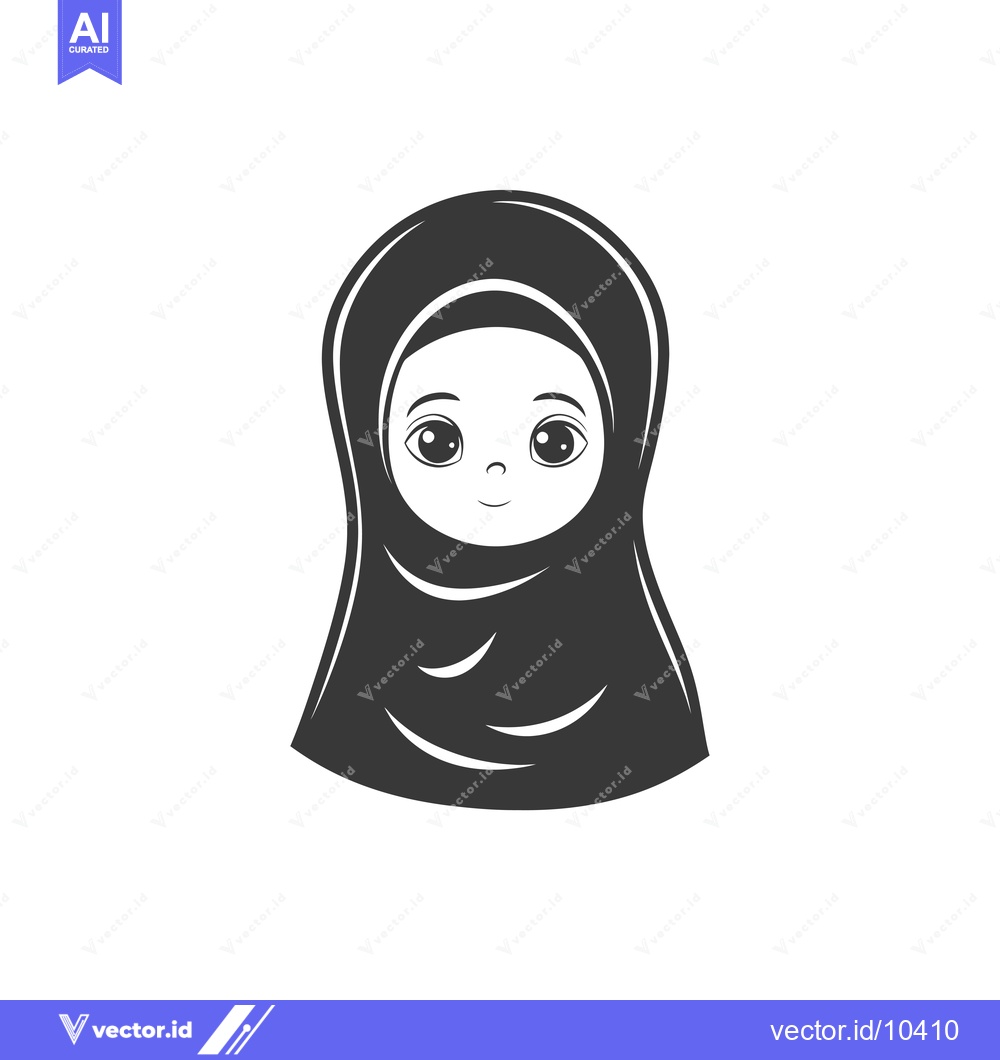 Premium Vector dari A Black and White Illustration of a Young Girl Wearing a Hijab